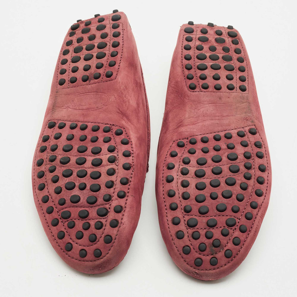 Tod's Size 37.5 Burgundy Nubuck Leather Penny Loafers
