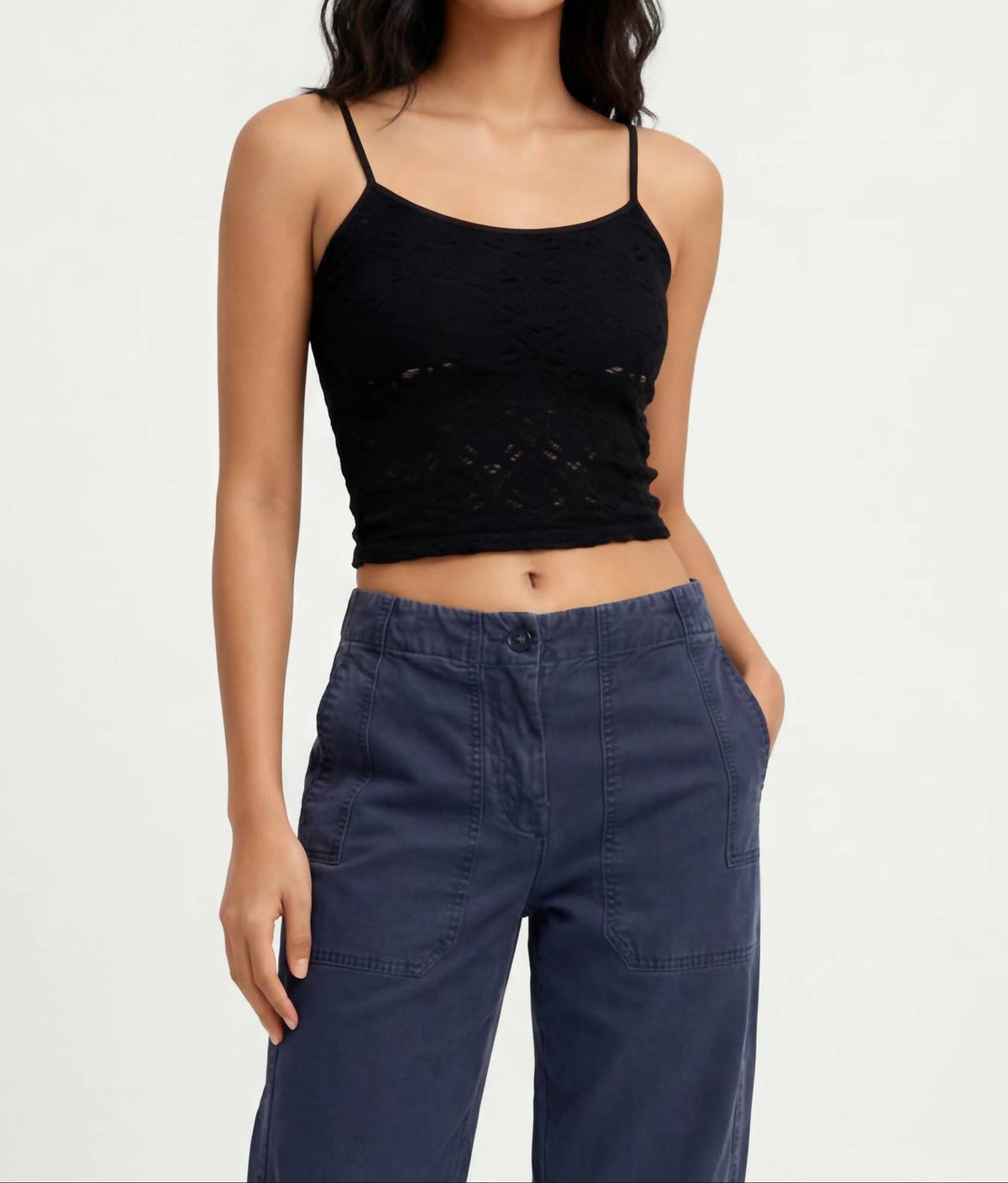 Isla Lace Crop Top In Black