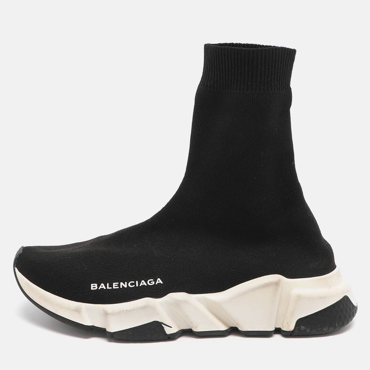Balenciaga Speed Size 36 Black Knit Fabric High Top Sneakers