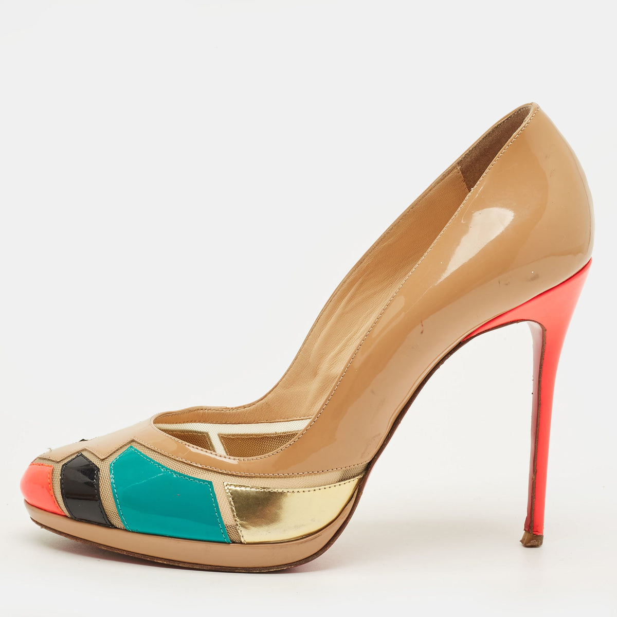 Christian Louboutin Astrogirl Size 38 Multicolor Patent Leather Pumps