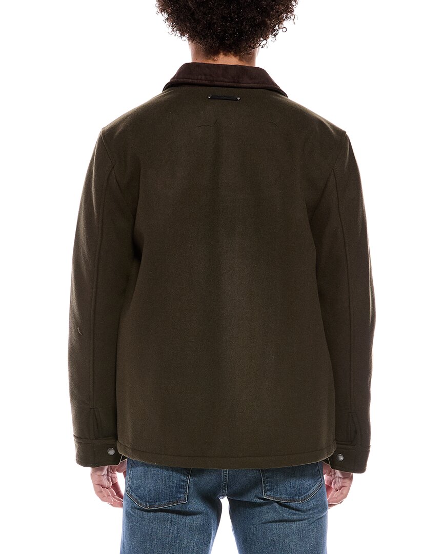 Cole Haan Short Corduroy Collar Wool-Blend Barn Coat