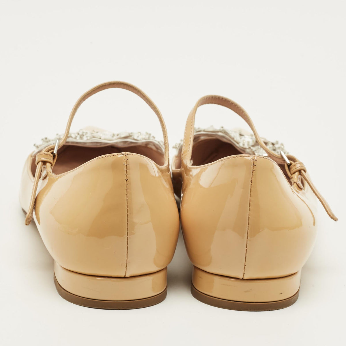 Miu Miu Size 36 Beige Patent Leather Ballet Flats