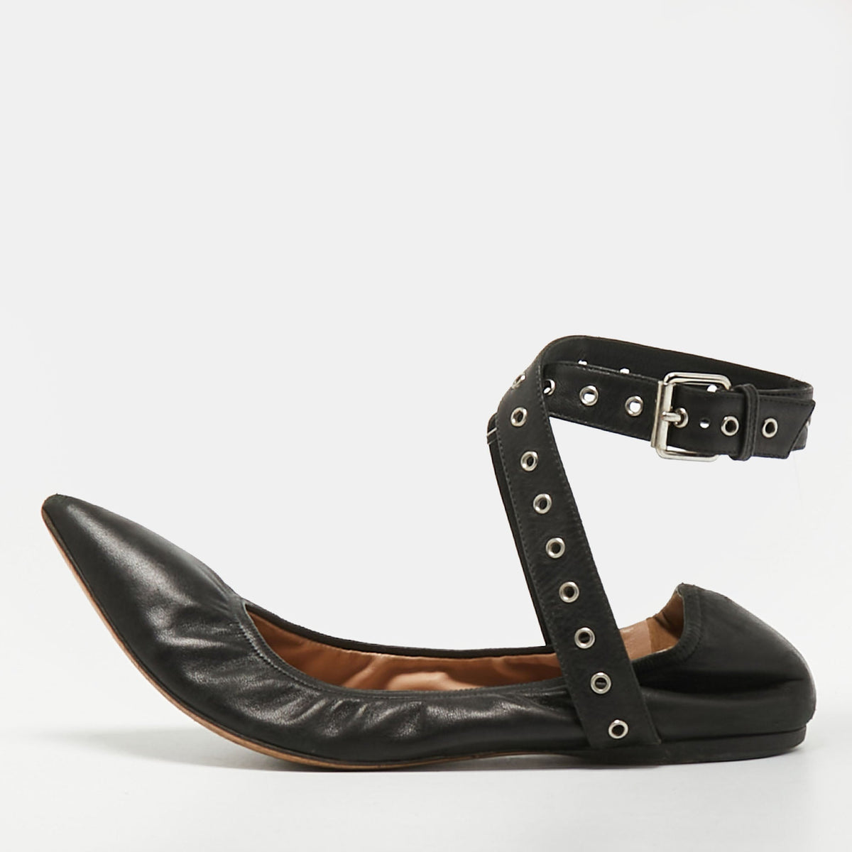 Valentino Love Latch Size 36.5 Black Leather Ballet Flats