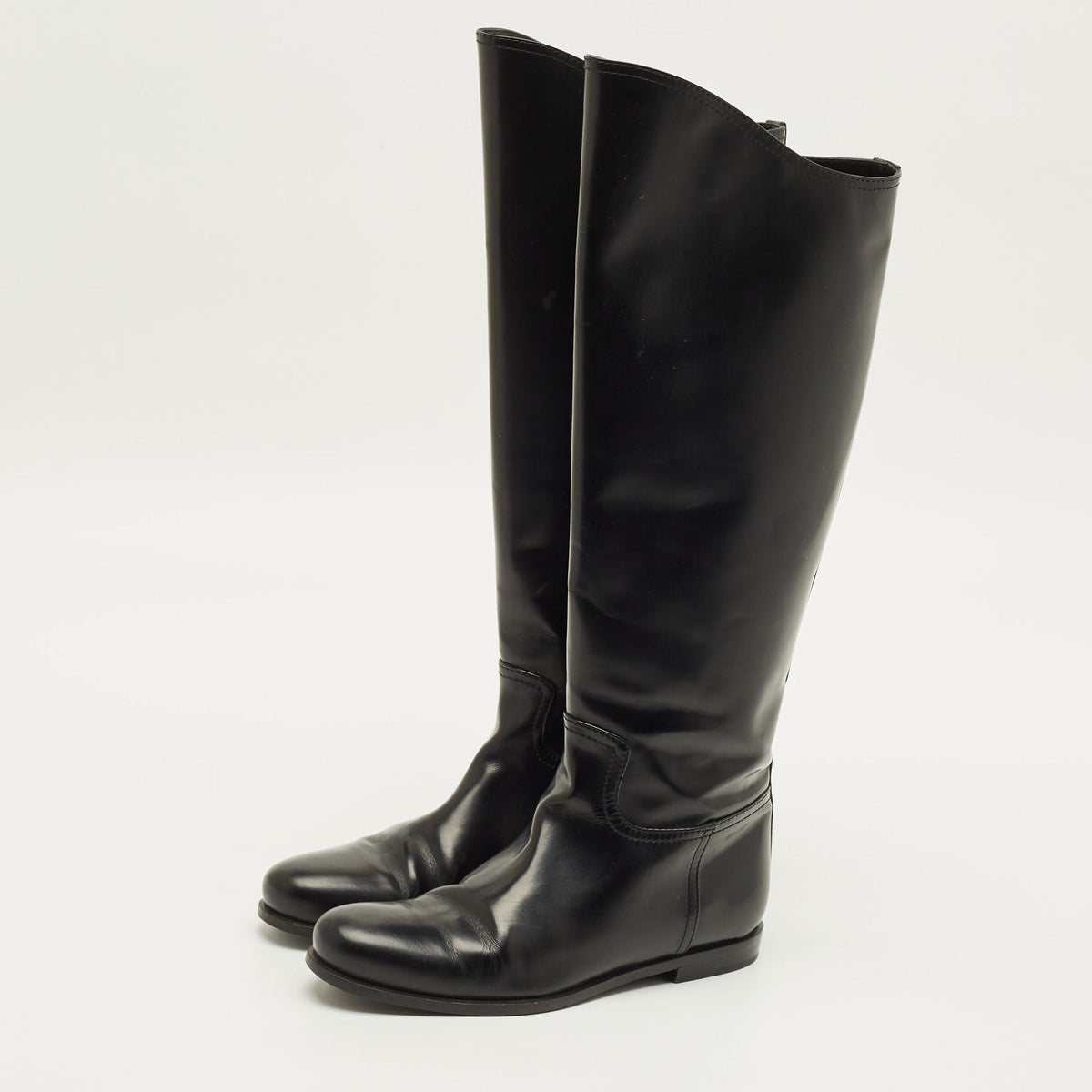Bottega Veneta Veneta Size 35 Black Leather Riding Boots