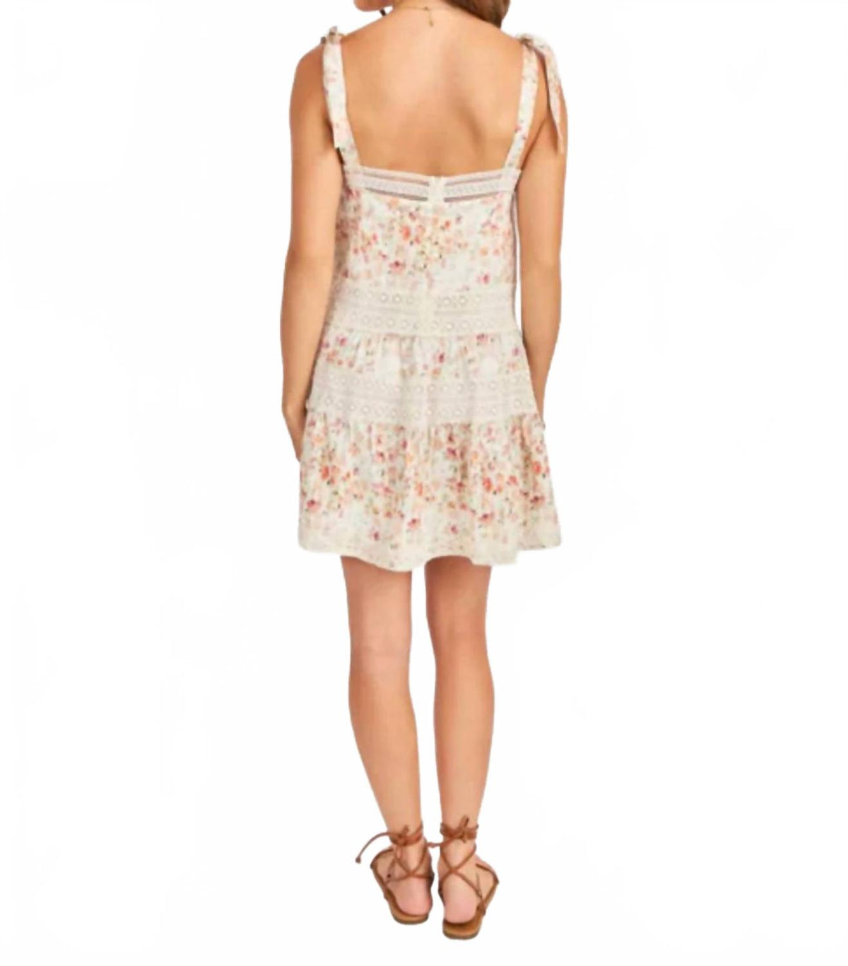 Rosita Lace Trim Mini Dress In Cream Multi