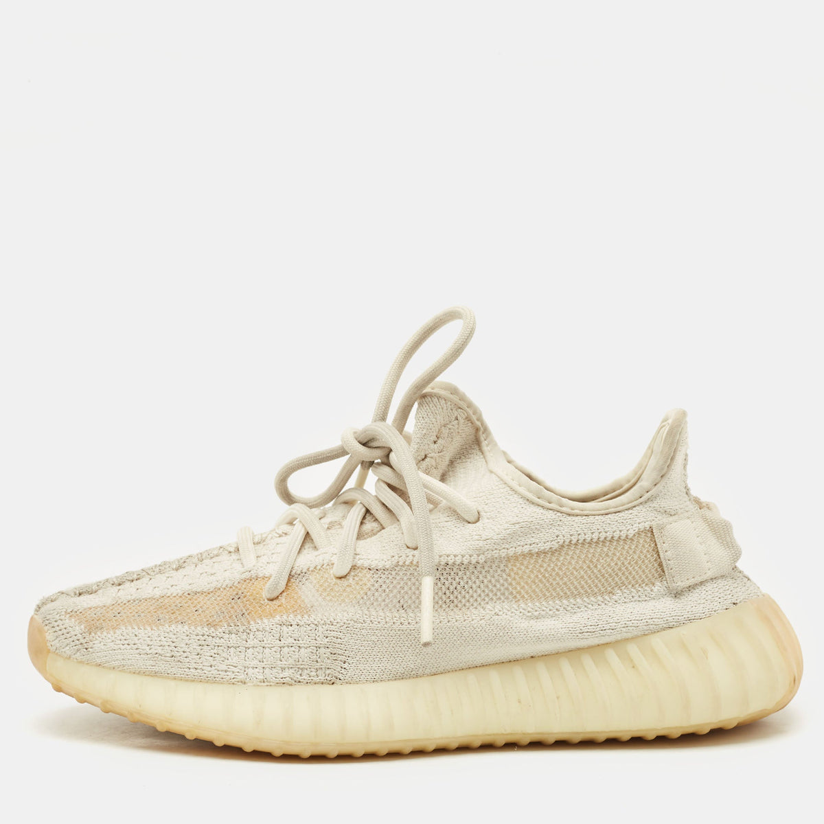 Yeezy x Adidas Cream Knit Fabric Boost 350 V2 Synth Non Reflective Sneakers Size 38