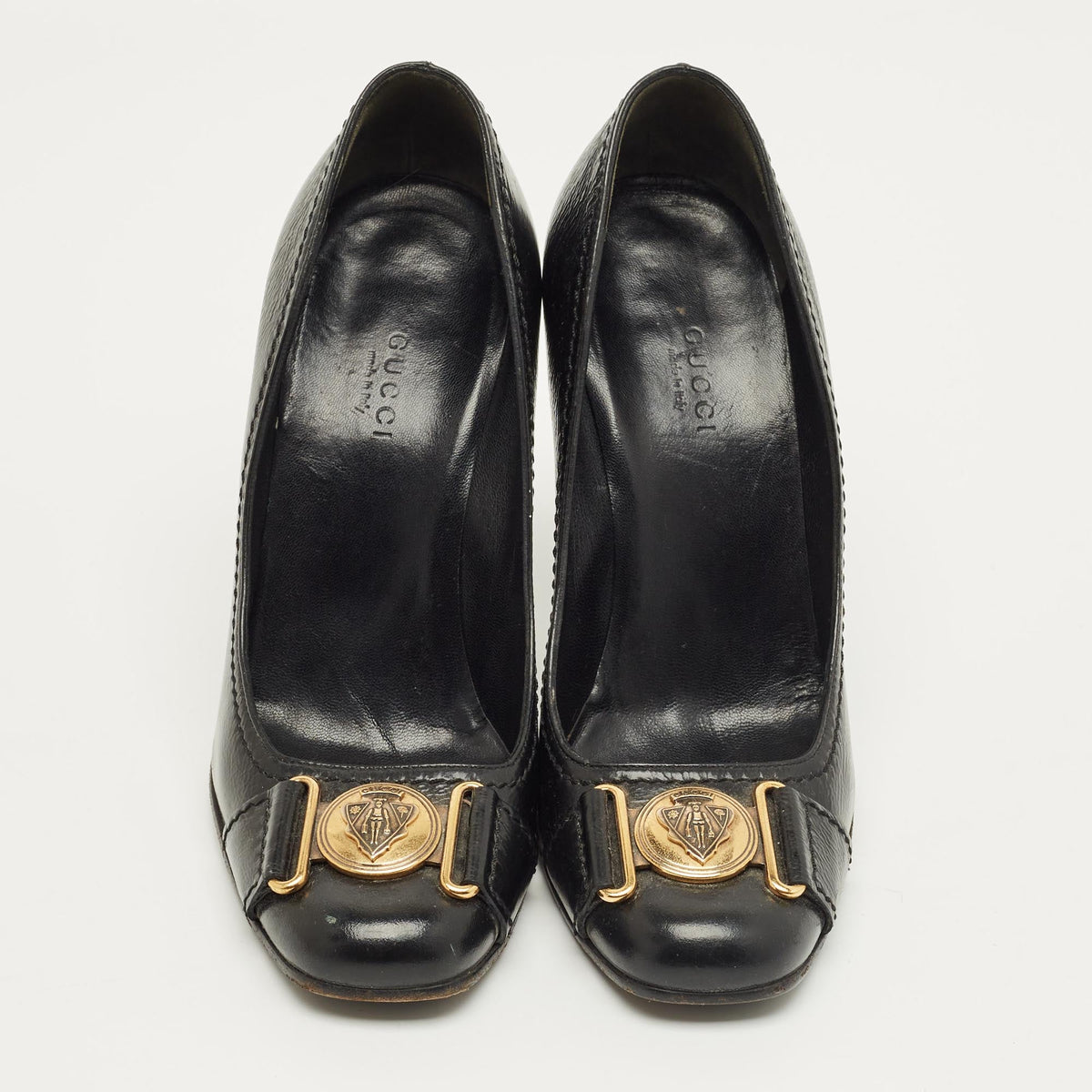 Gucci Black Leather Hysteria Round Toe Pumps Size 38