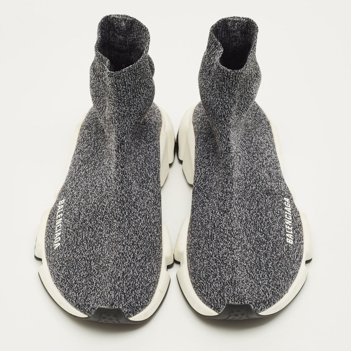Balenciaga Speed Size 38 Black/Grey Knit Fabric High Slip On Sneakers