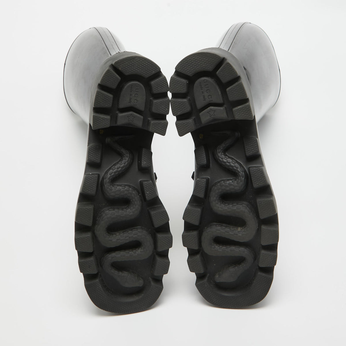 Gucci Black Rubber Horsebit Rain Boots Size 40