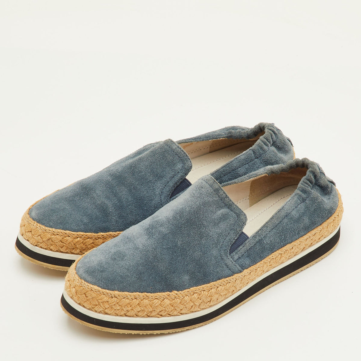 Prada Sport Size 35.5 Blue Suede Slip On Espadrille Flats