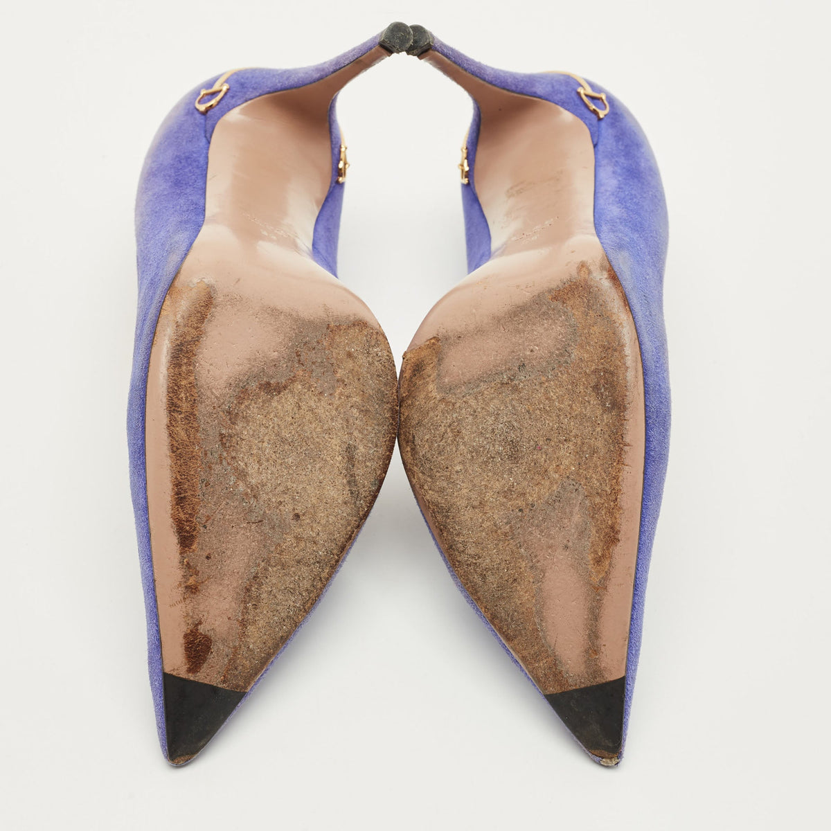 Gucci Size 39 Blue Suede Elizabeth Horsebit Pointed Toe Pumps