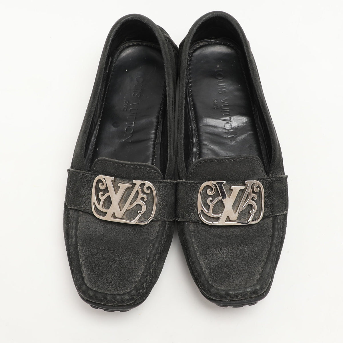 Louis Vuitton Black Suede Initiales Loafers Size 36.5