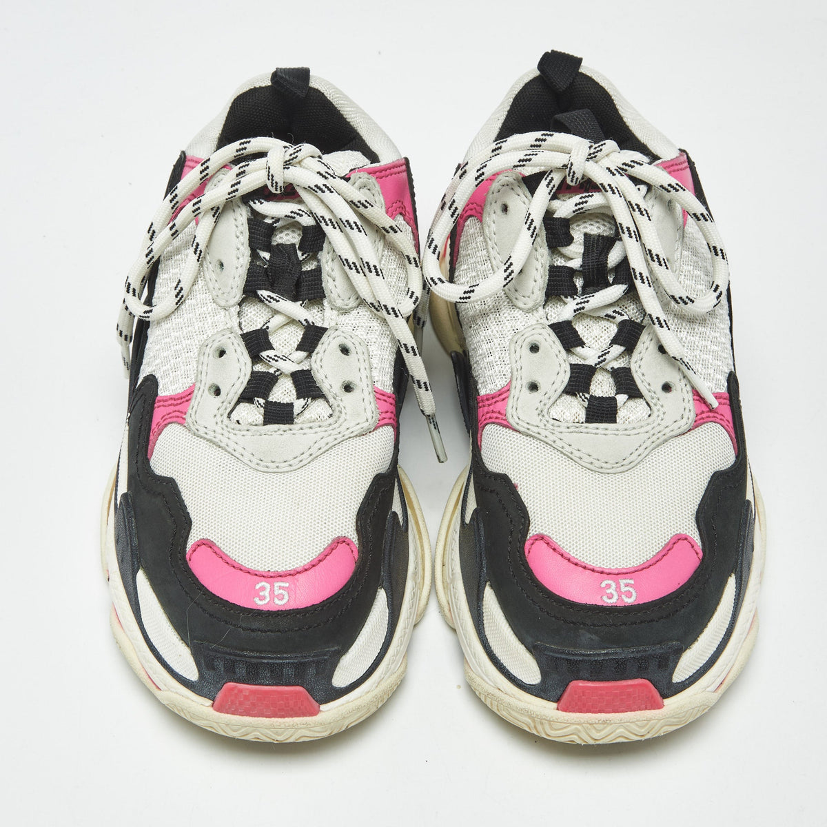 Balenciaga Multicolor Leather and Mesh Triple S Sneakers Size 35