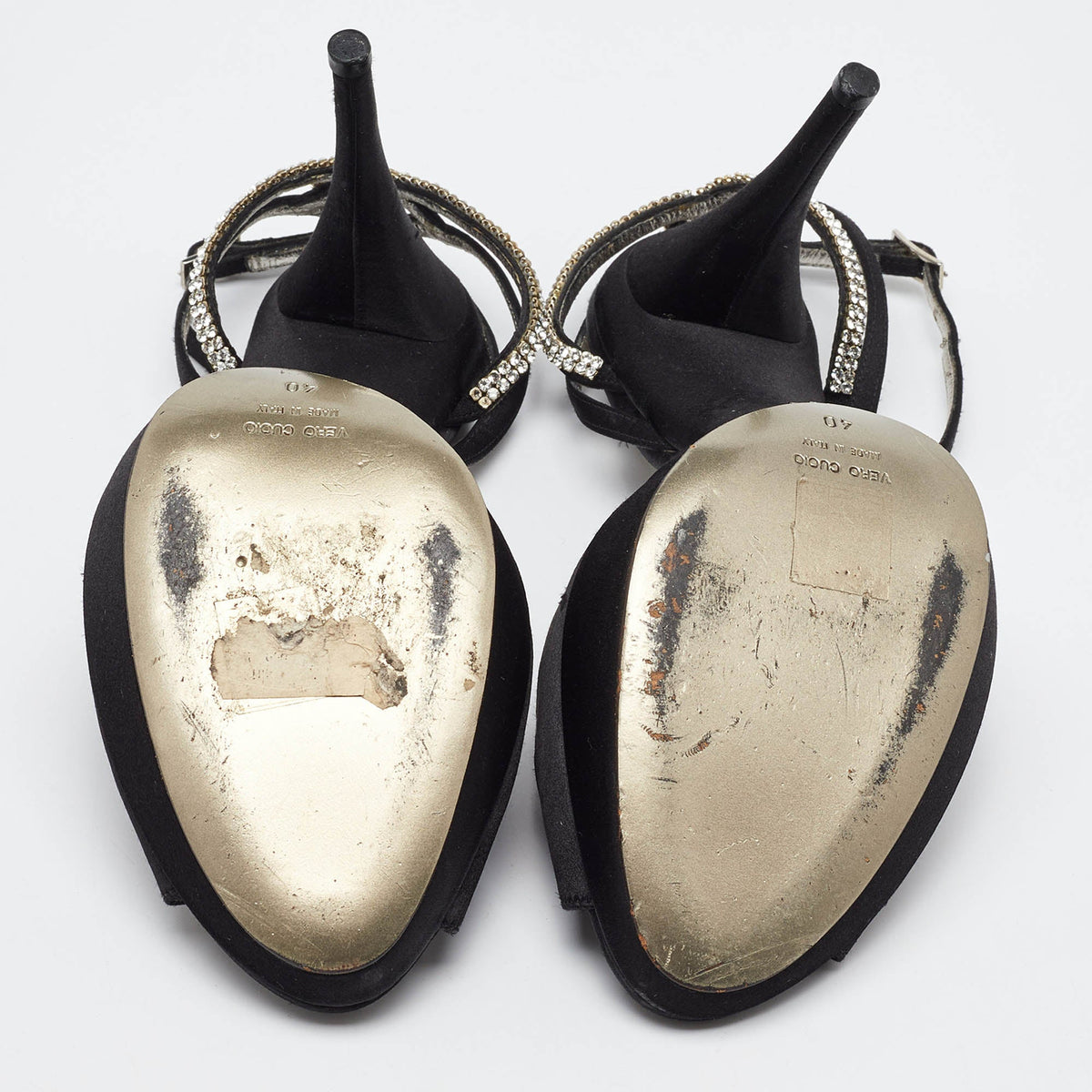 Dolce & Gabbana Black Suede Crystal Embellished Ankle Strap Sandals Size 40