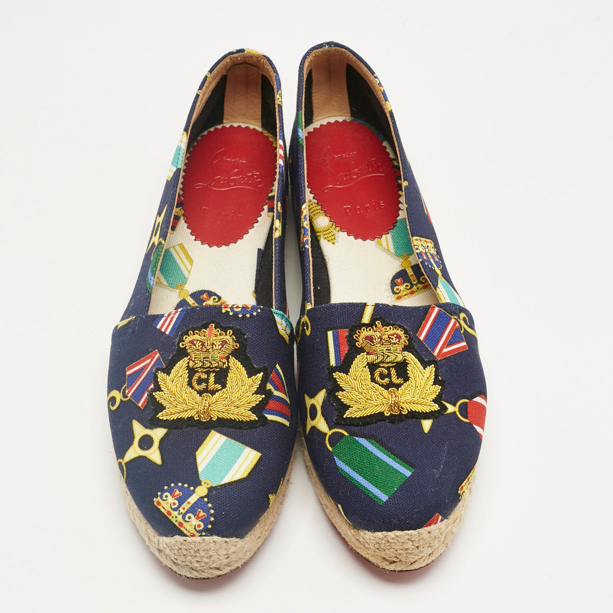 Christian Louboutin Multicolor Canvas Galia Espadrille Flats Size 38