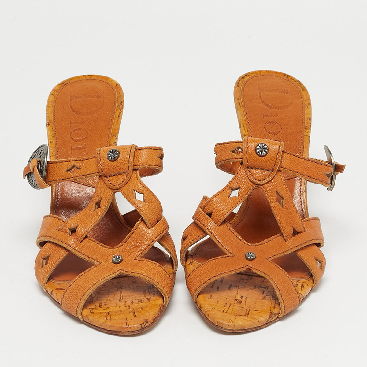 Dior Brown Leather Strappy Mules Size 36.5