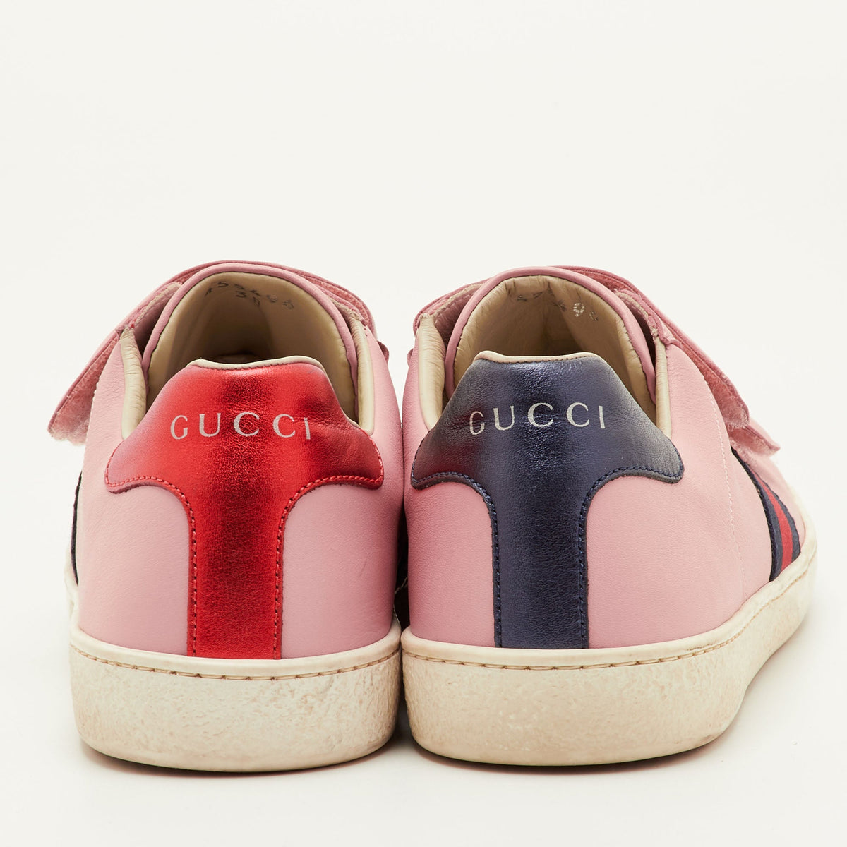 Gucci Ace Velcro Web Size 38 Pink Leather Low Top Sneakers