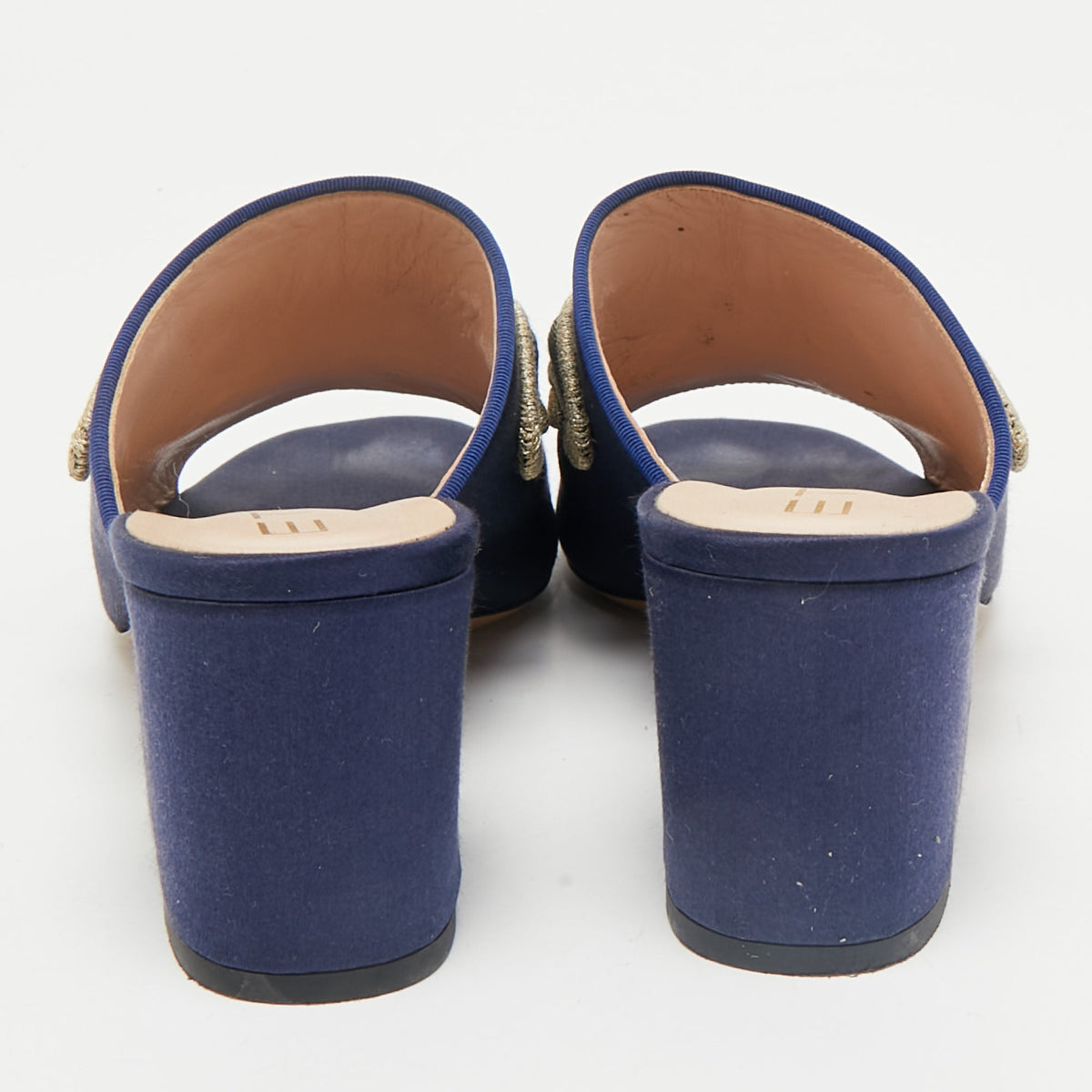 Etro Navy Blue Satin Slide Sandals Size 40