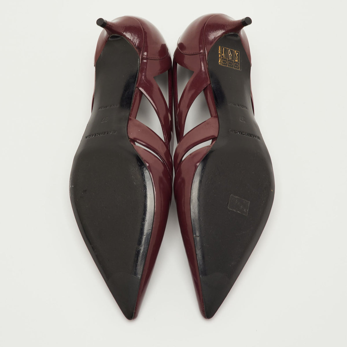 Balenciaga Size 37 Burgundy Patent Leather Pumps