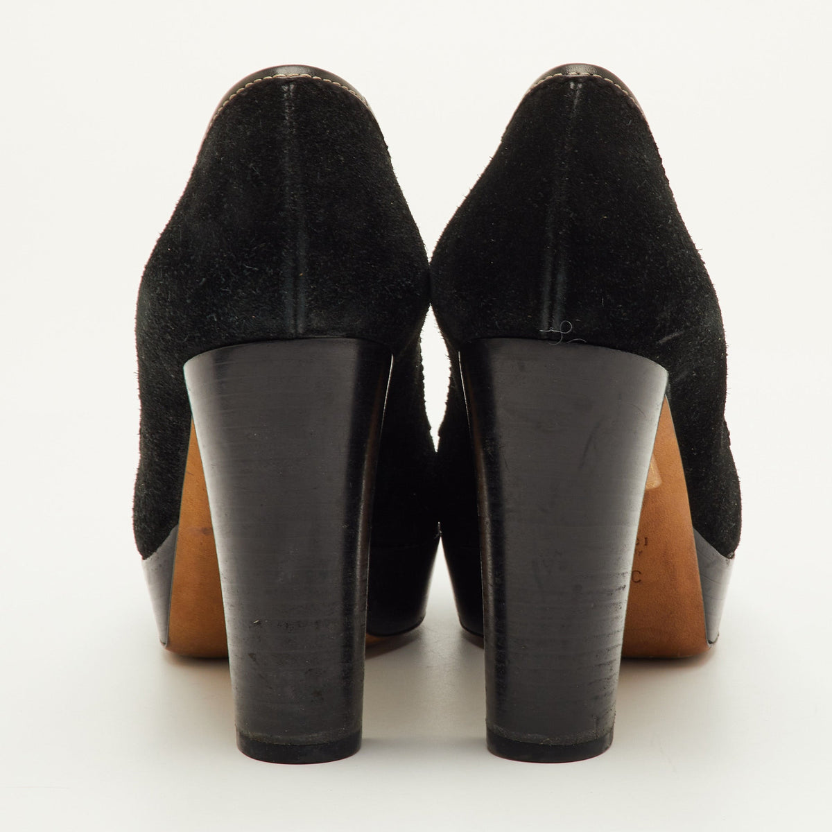 Gucci Hysteria Logo Size 37.5 Black Suede Platform Pumps