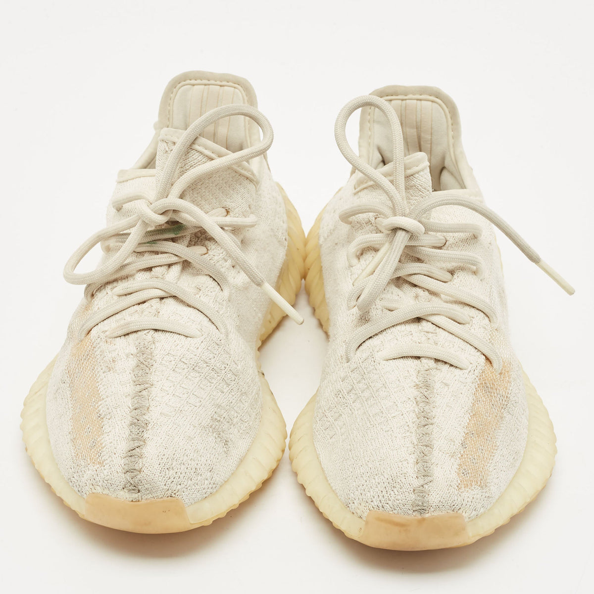 Yeezy x Adidas Cream Knit Fabric Boost 350 V2 Synth Non Reflective Sneakers Size 38