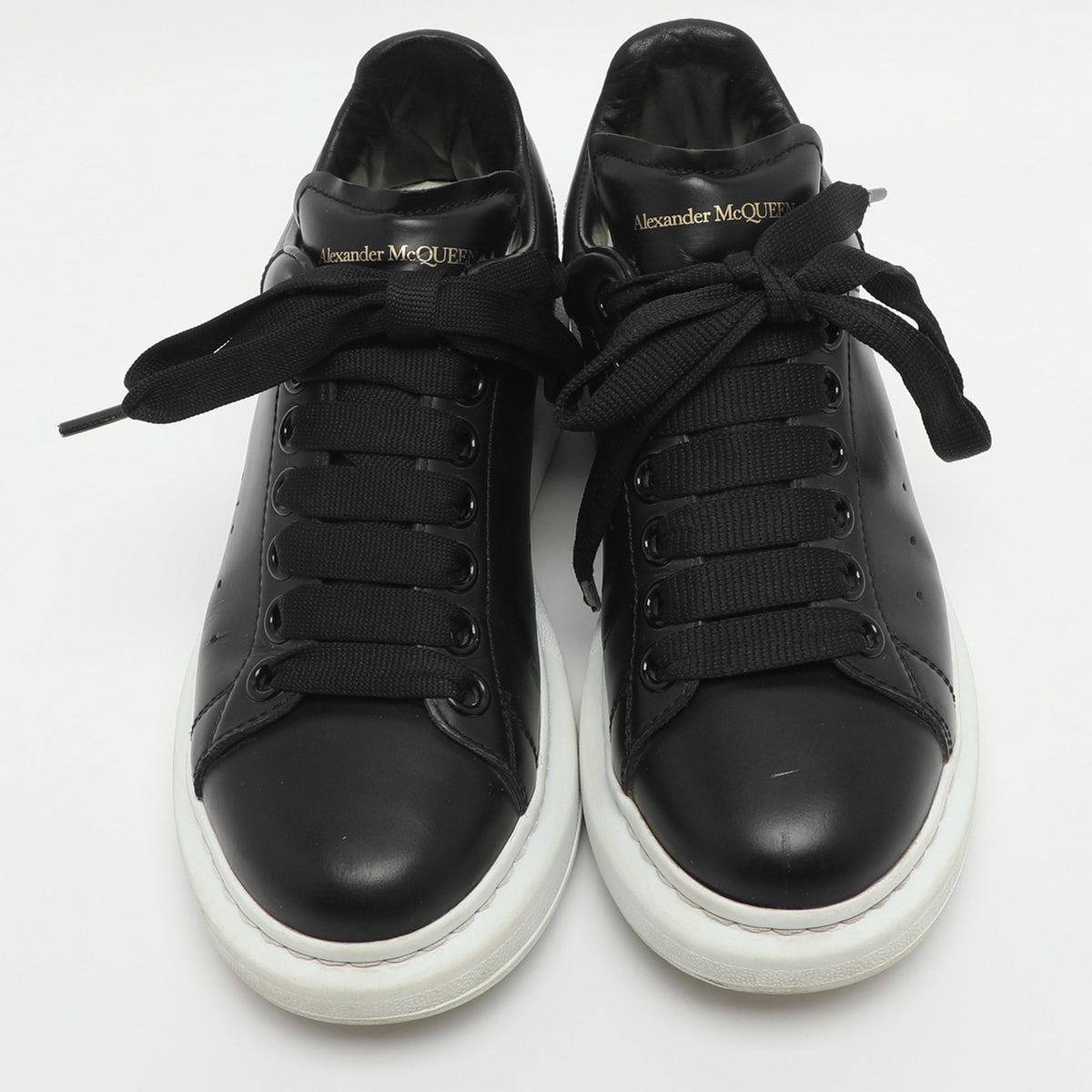 Alexander McQueen Oversized Size 36.5 Black Leather Low Top Sneakers