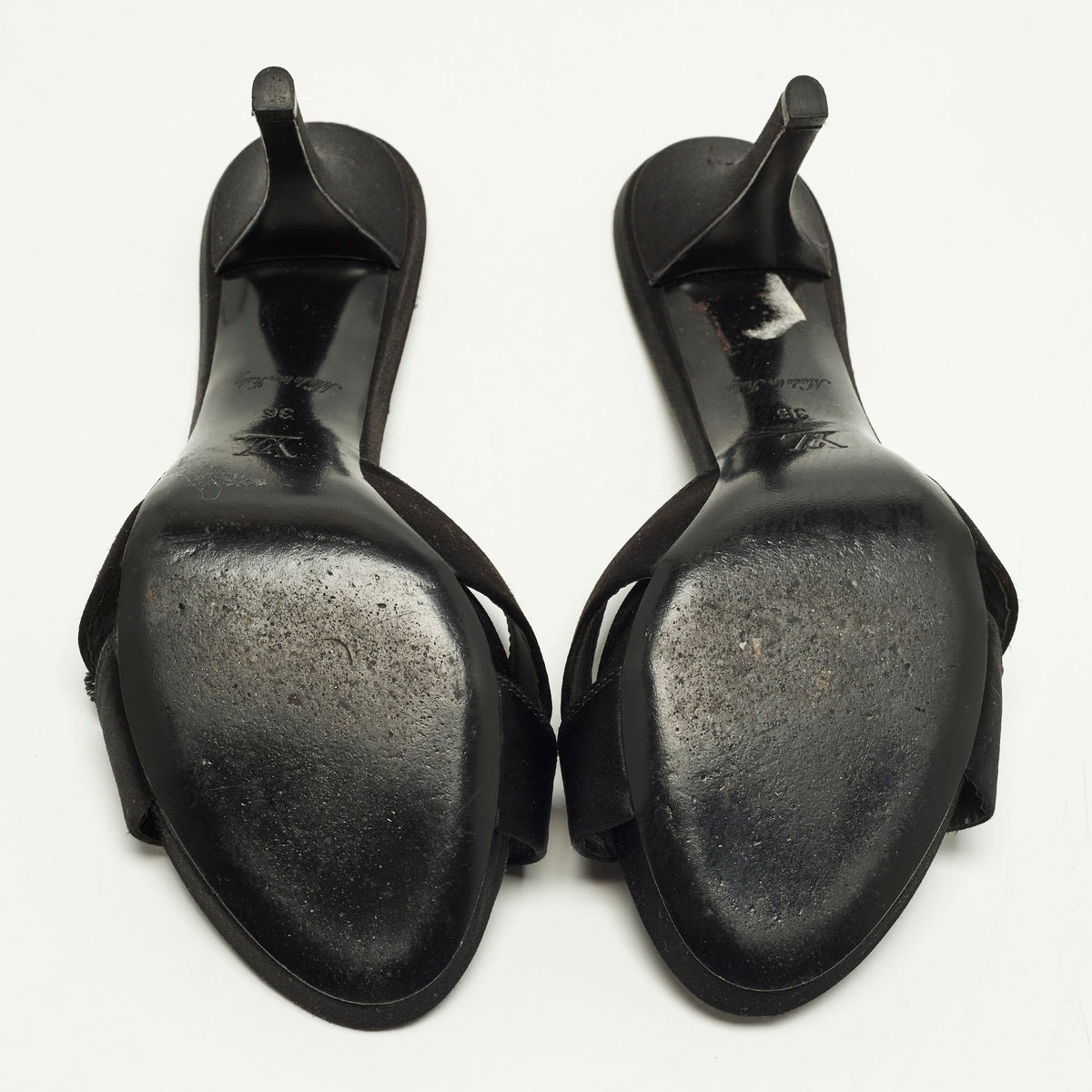 Louis Vuitton Size 36 Black Satin Embellished  Mules