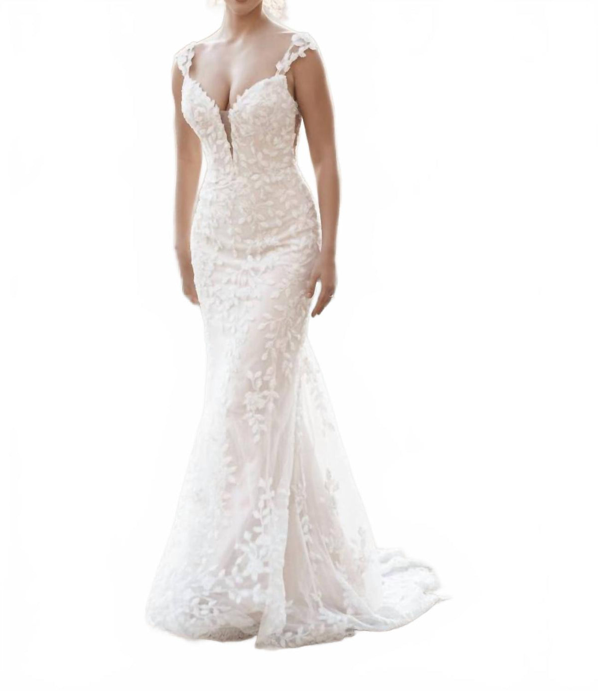 Beaded Wedding Gown In Ivory/nude