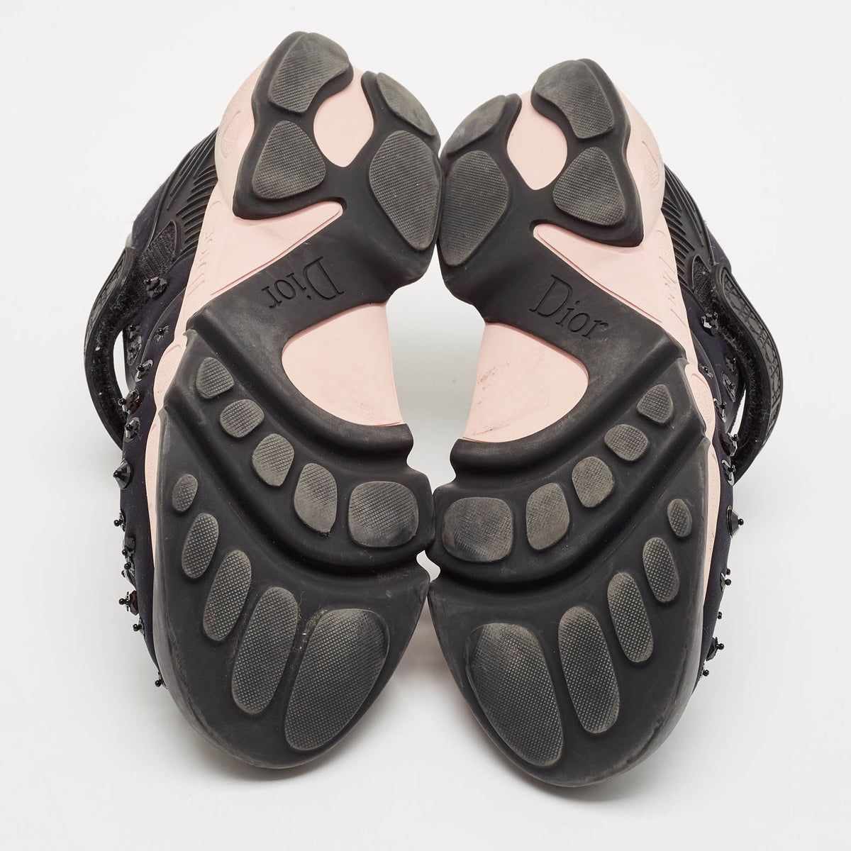 Dior Black Neoprene And Mesh Fusion Embellished Velcro Strap Sneakers Size 37.5