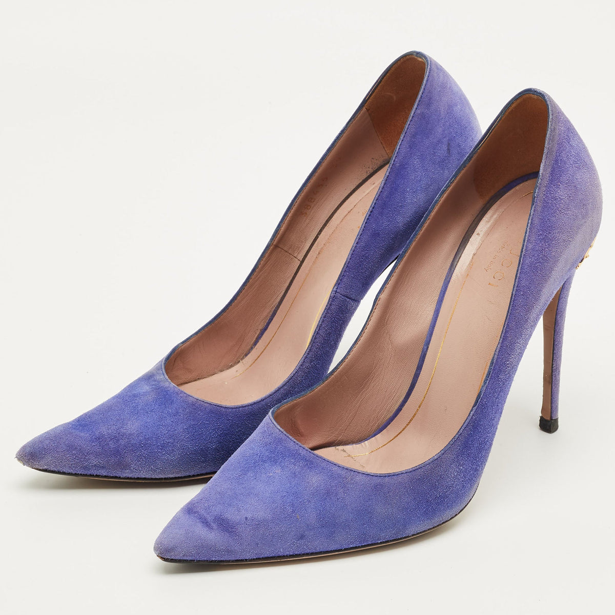 Gucci Size 39 Blue Suede Elizabeth Horsebit Pointed Toe Pumps