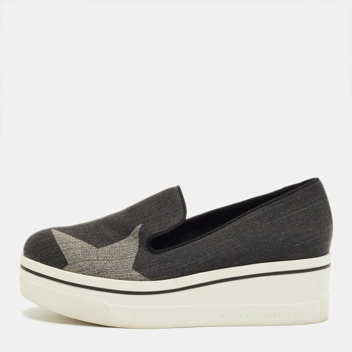 Stella McCartney Black/Grey Denim Binx Slip On Sneakers Size 36