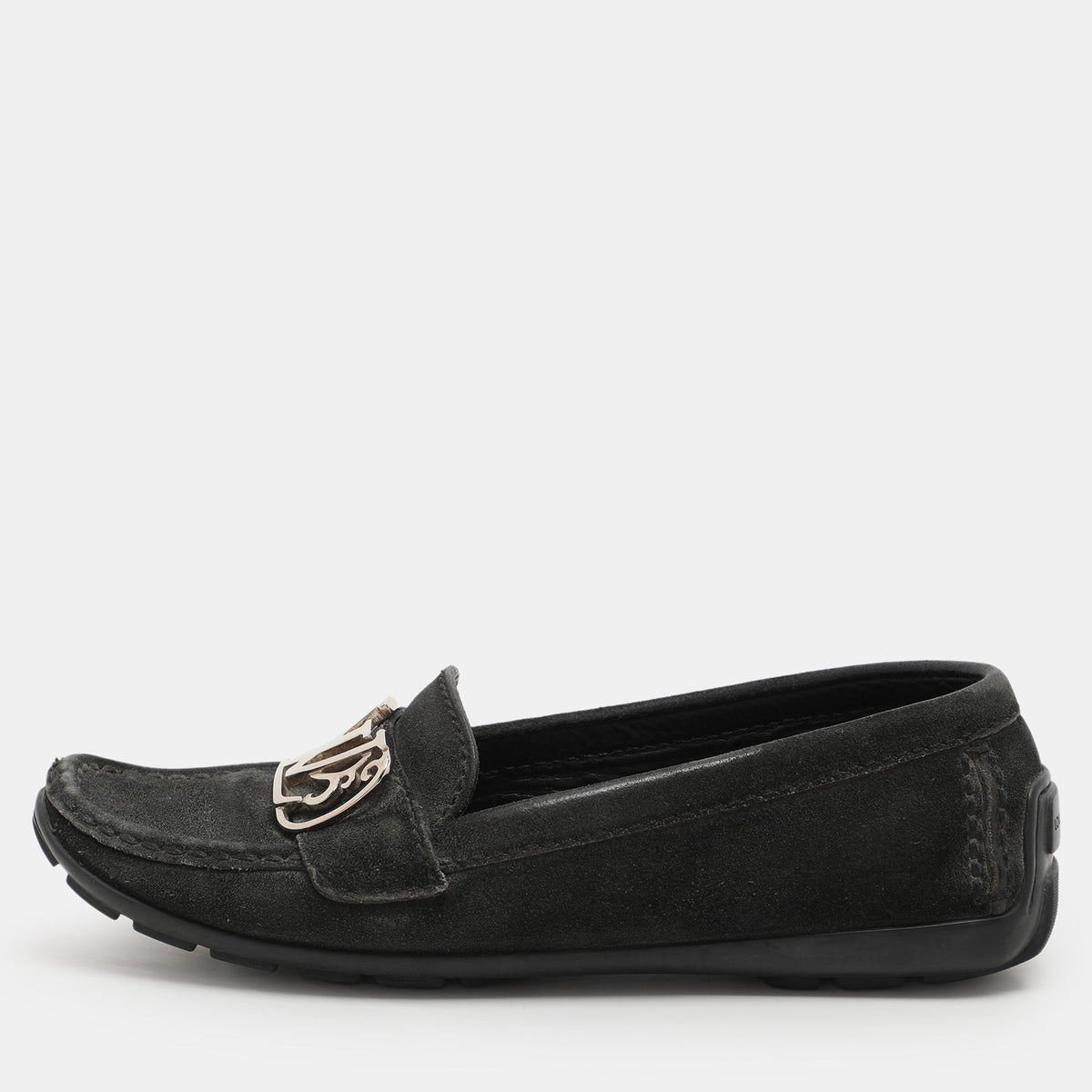 Louis Vuitton Black Suede Initiales Loafers Size 36.5