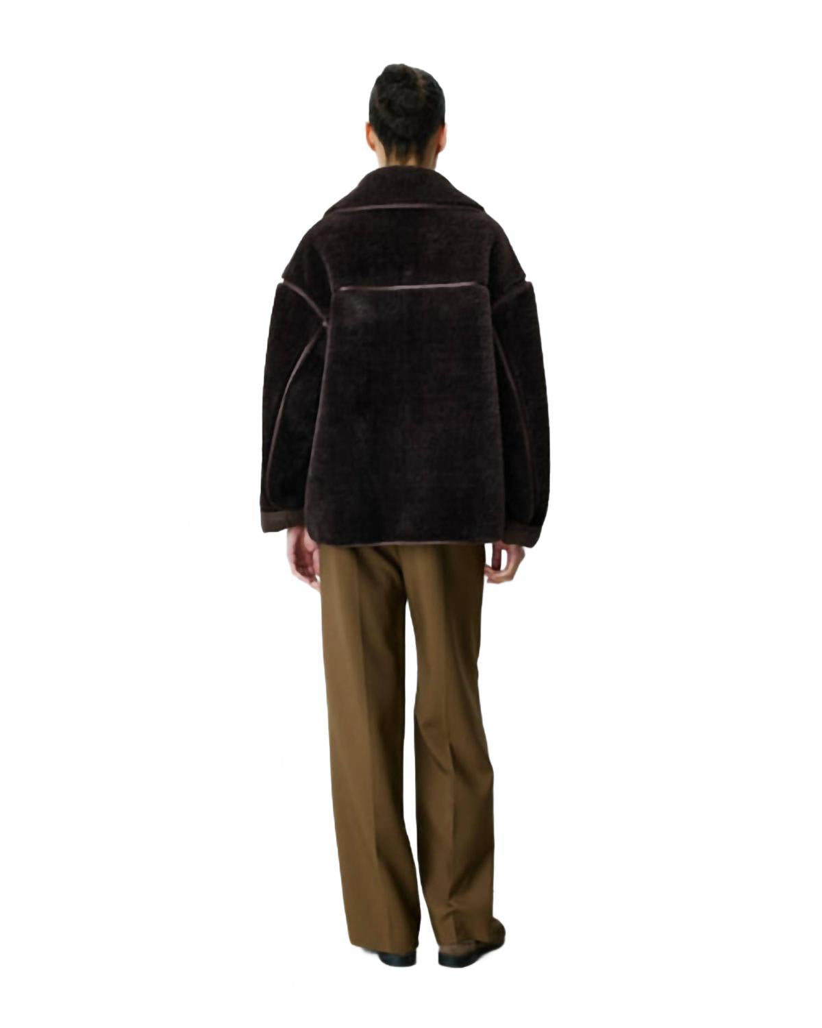 Amelio Buttoned Faux-Fur Coat In Chocolat