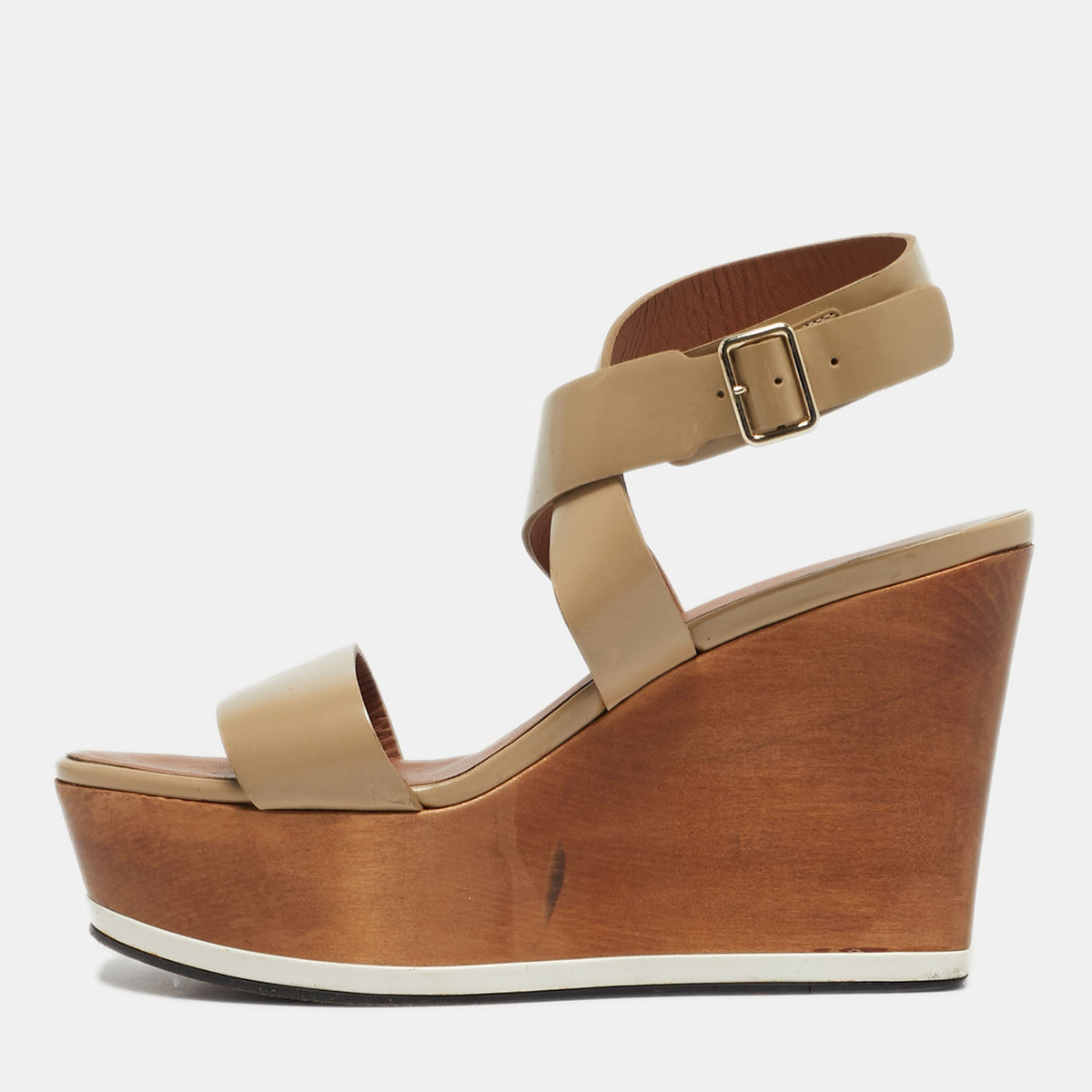 Givenchy Beige Leather Platform Wedge Sandals Size 39.5