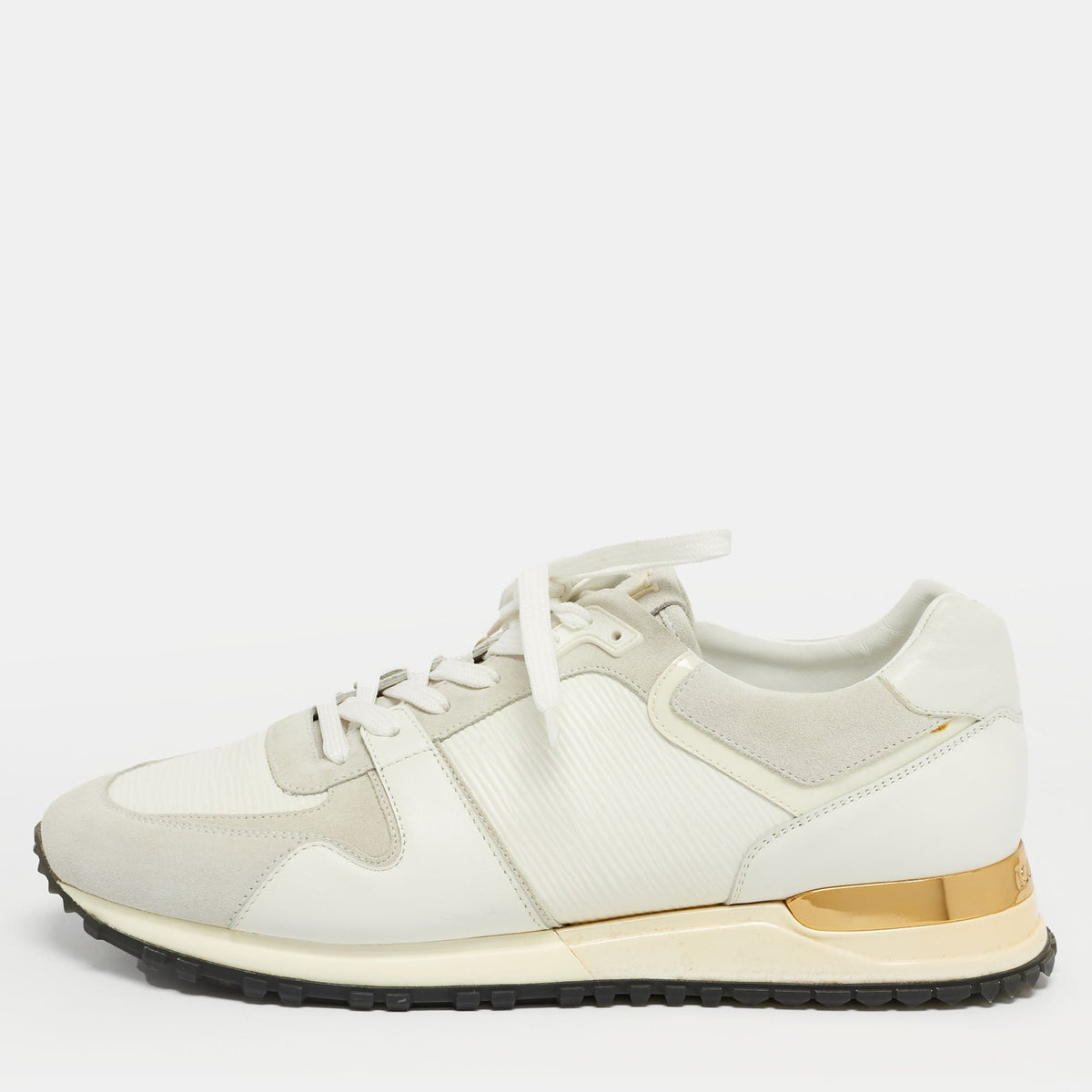 Louis Vuitton White Leather and Suede Run Away Lace Up Sneakers Size 39.5