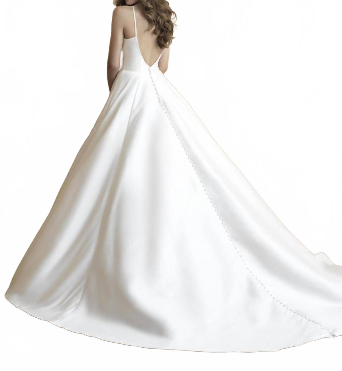 V-Neck Wedding Gown In Ivory