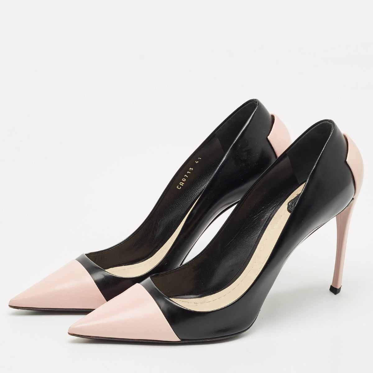 Christian Dior Black/Pink Leather Pointed Toe Pumps Size 41
