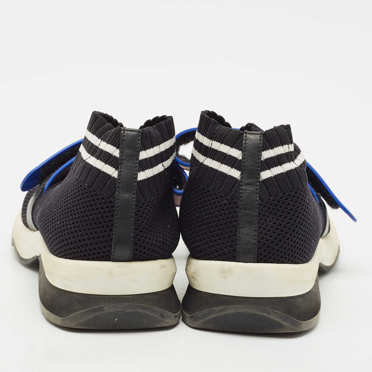 Fendi Black Knit Fabric Rockoko Low Top Sneakers Size 38