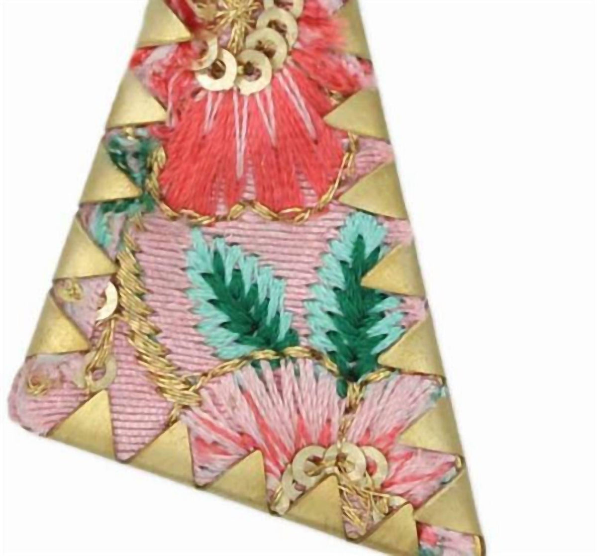 Women's Embroidered Triangle Dangle Earrings In Pink Floral