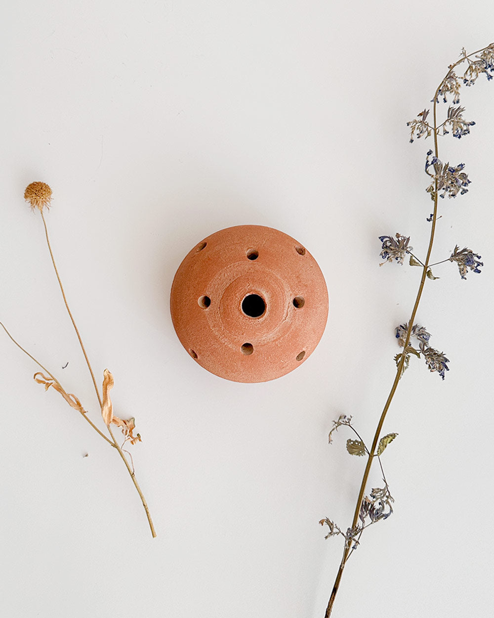 Terra Cotta Flower Frog - Whitewash