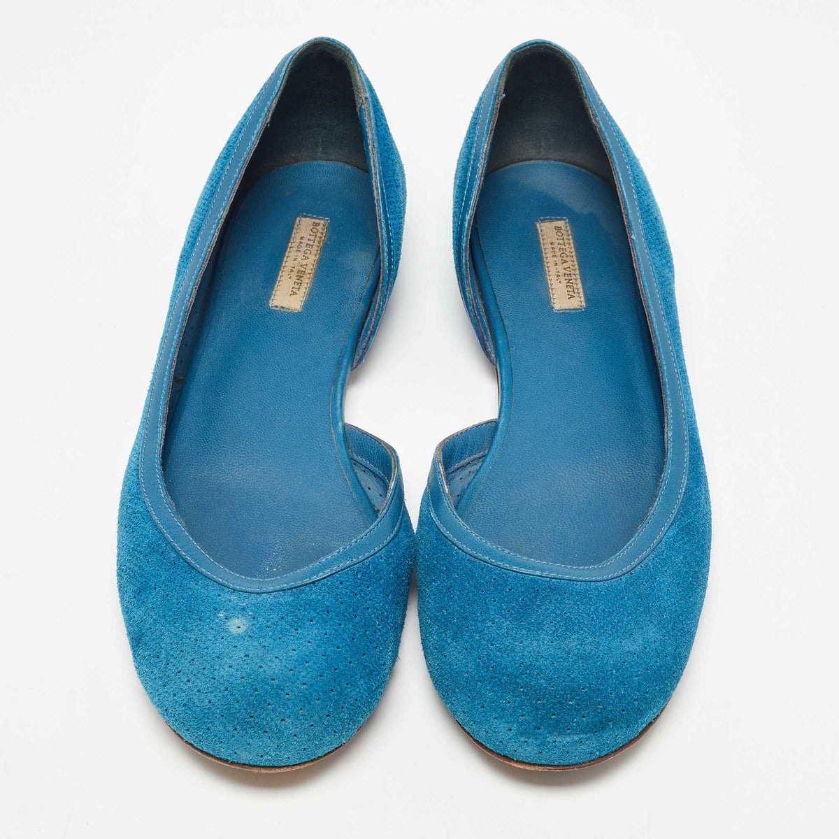 Bottega Veneta Blue Suede and Leather Ballet Flats Size 36.5