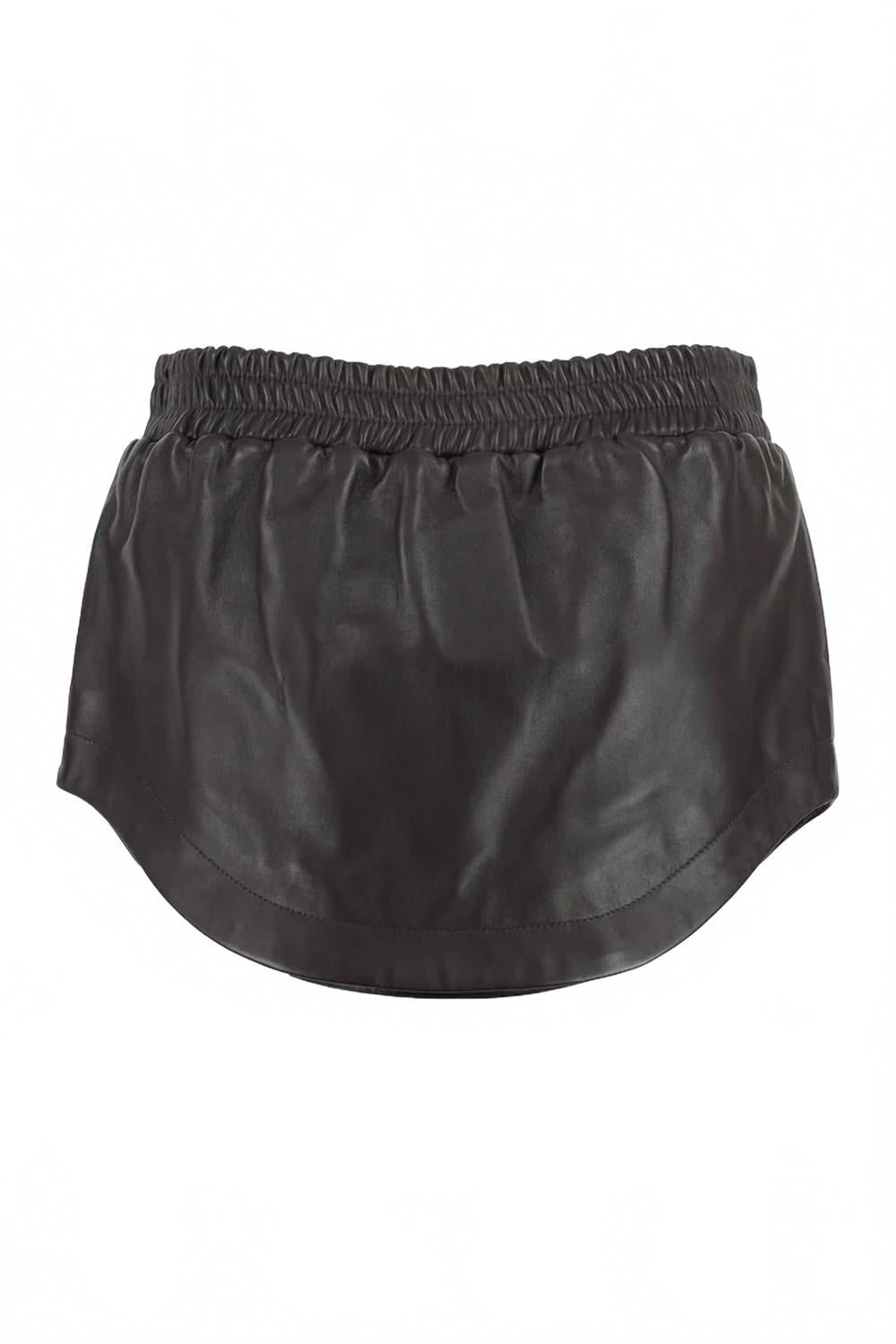 Rooney Leather Mini Skirt In Dark Brown