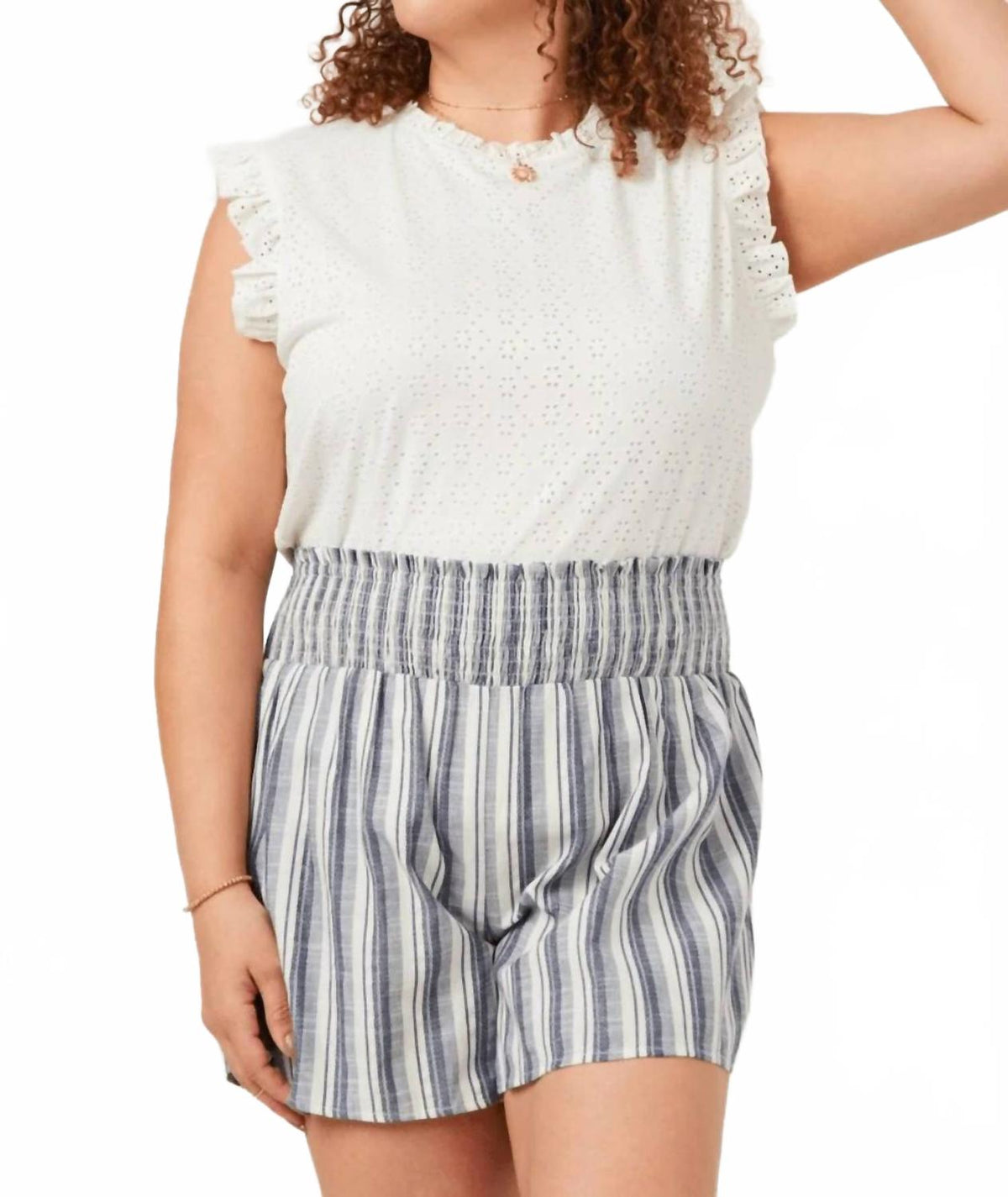 Heidi Ruffle Tank Top In Off-White