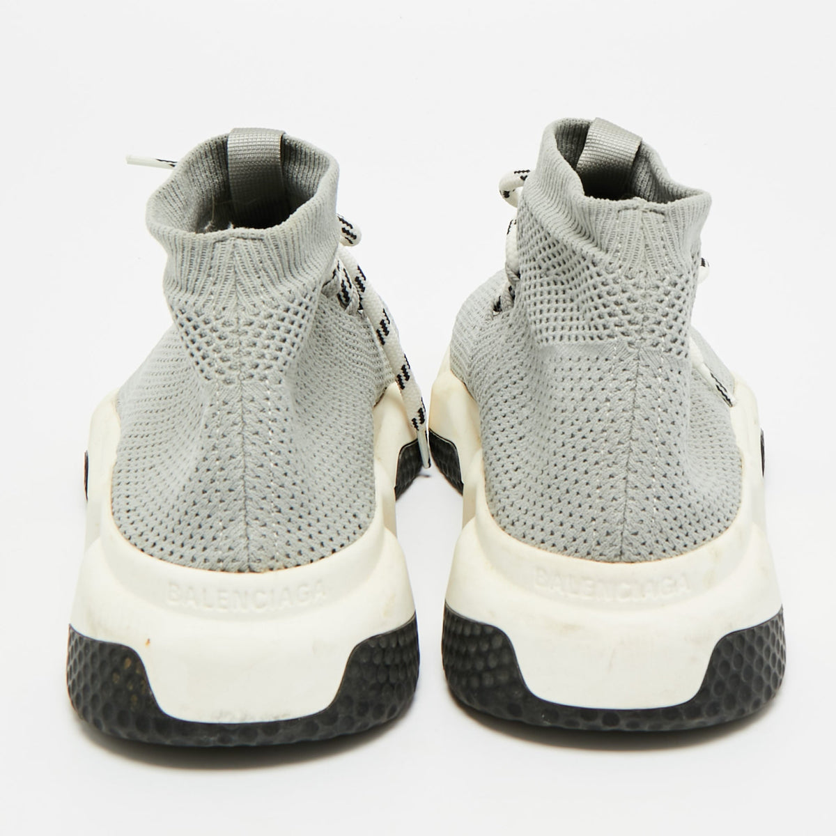 Balenciaga Speed Trainer Size 38 Grey Knit Fabric High Top Sneakers