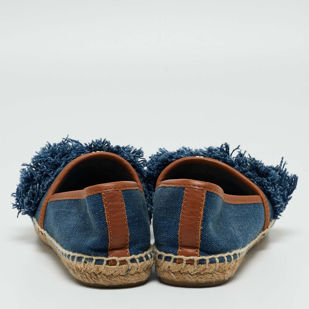 Tory Burch Blue Denim Shaw Espadrille Flats Size 38