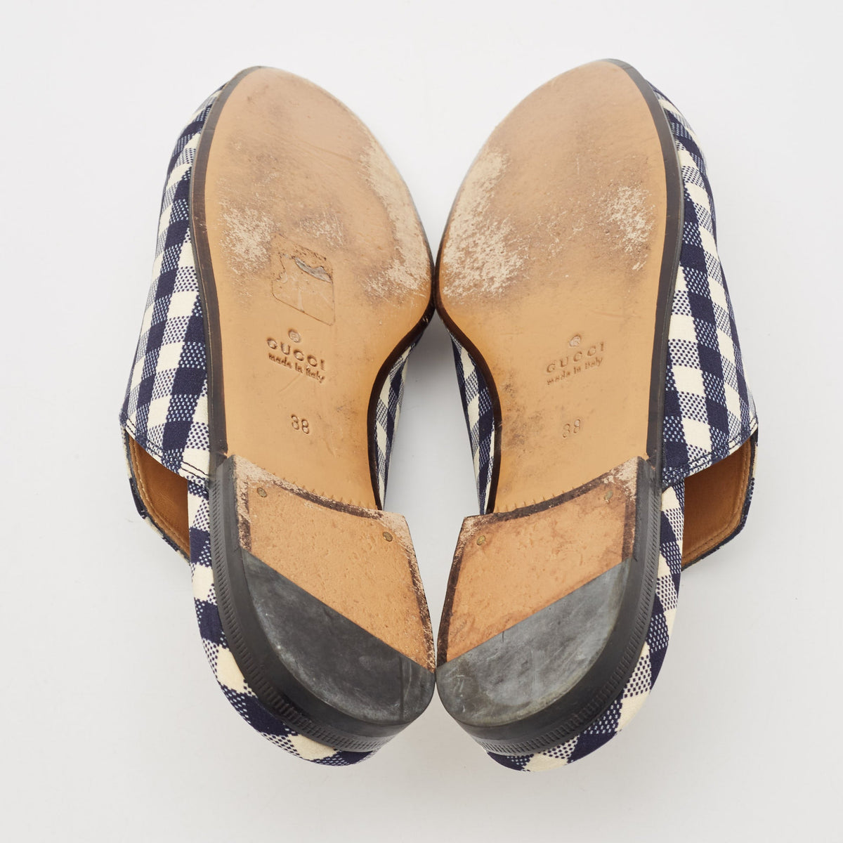 Gucci Black/White Canvas and Leather Princetown Mules Sandals Size 38