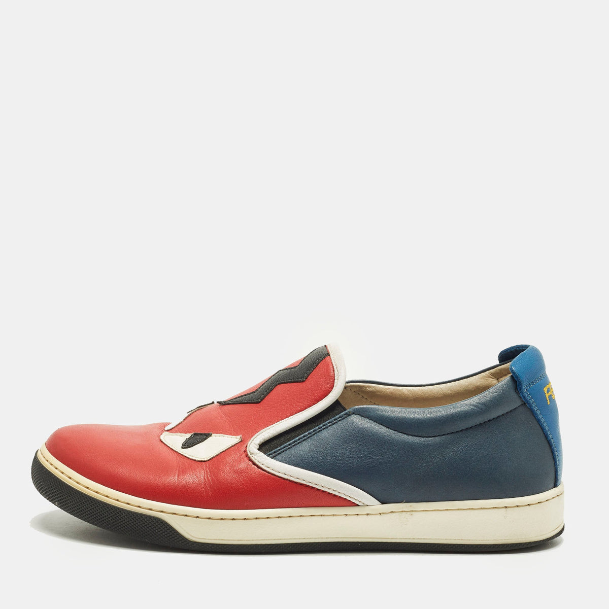 Fendi Monster Eyes Size 37 Multicolor Leather Slip On Sneakers