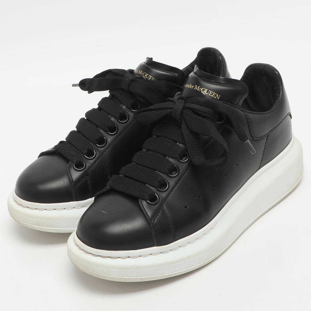 Alexander McQueen Oversized Size 36.5 Black Leather Low Top Sneakers