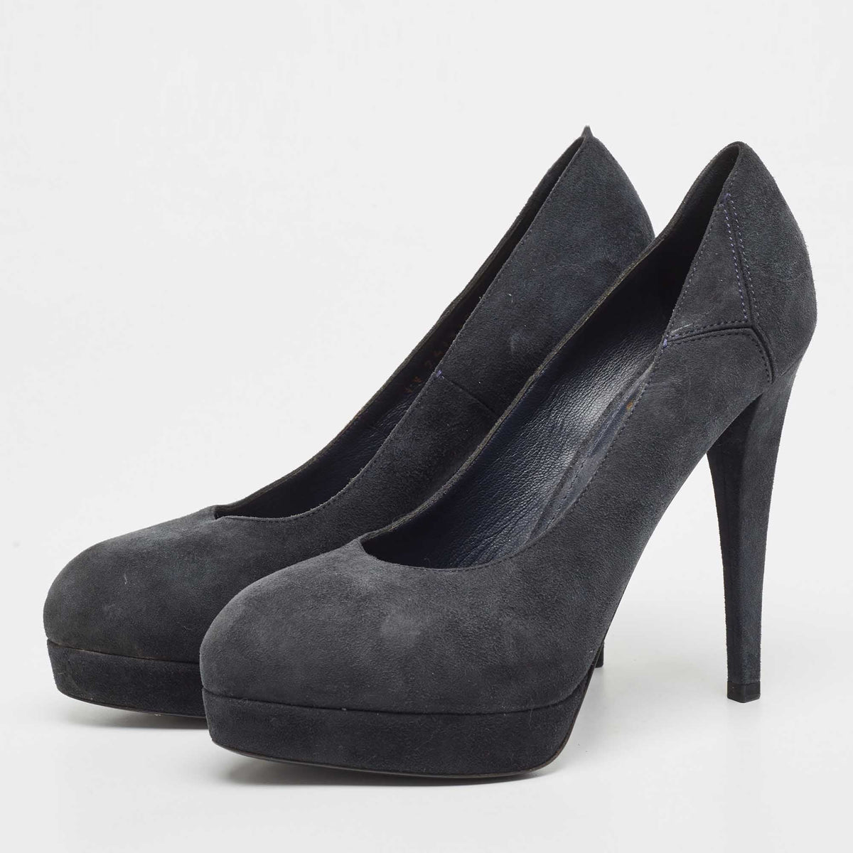 Yves Saint Laurent Tribtoo Size 36 Navy Blue Suede Platform Pumps