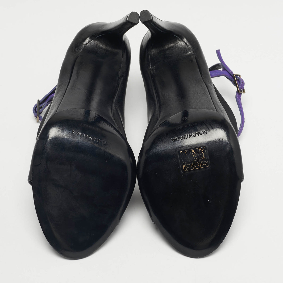 Balenciaga Glove Size 41 Black Leather Ankle Strap Sandals